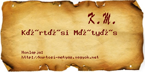 Kürtösi Mátyás névjegykártya